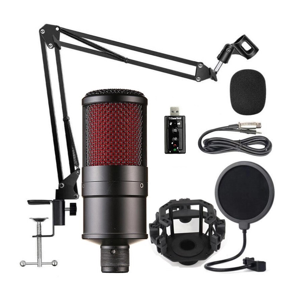 GAM-U87P Condenser Microphone Kit Large Diaphragm Cartridge with Shock Mount Filter Scissor Arm Stand